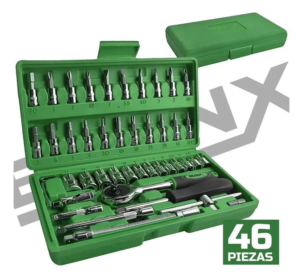 Set Juego Herramientas Tubo Branx 46pzas Cromo Vanadio B100