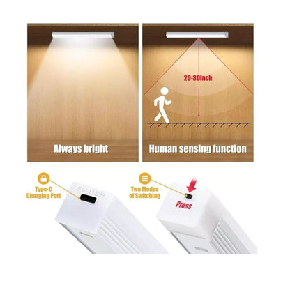 Barra de luz led recargable usb con sensor de movimiento
